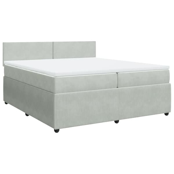 Ramsäng med madrass ljusgrå 200x200 cm sammet