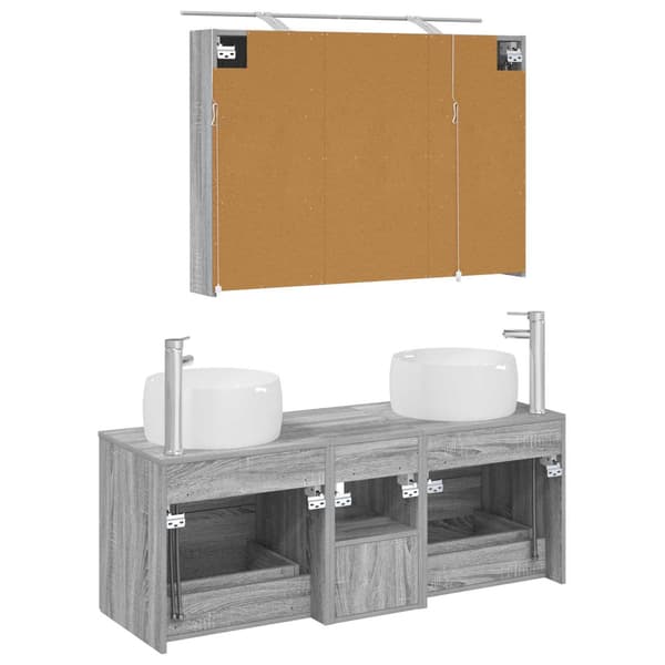 Badrumsmöbelset 4 pcs Grå Sonoma Konstruerat trä och glas