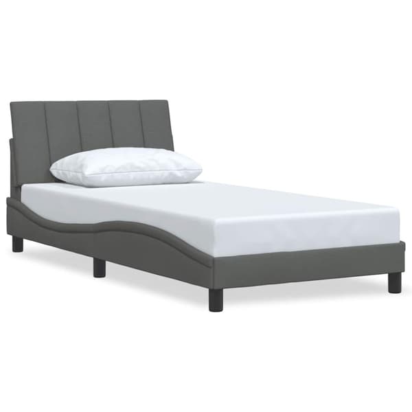 Bed Frame without Mattress "Hanko" Dark Grey 100x200 cm Fabric