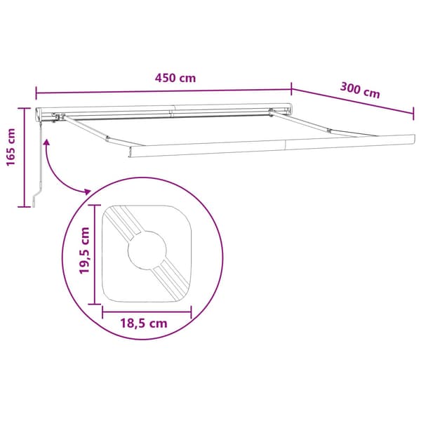 Utfällbar markis Taupe 450 × 300 cm Tyg och Metall