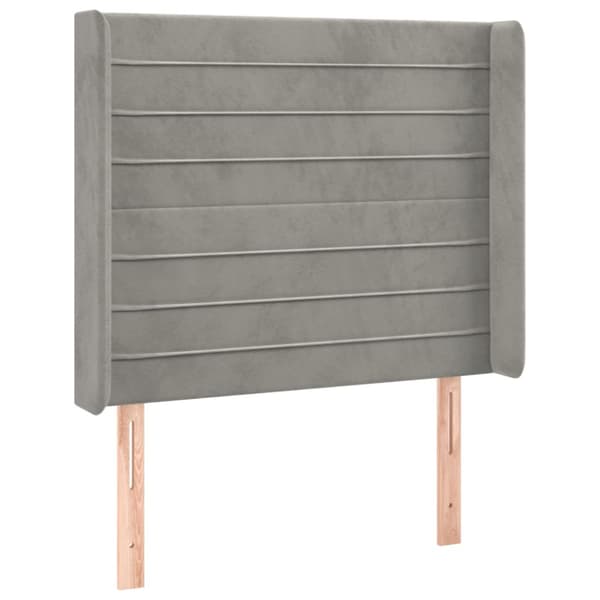 Ramsäng med madrass & LED ljusgrå 90x200 cm sammet