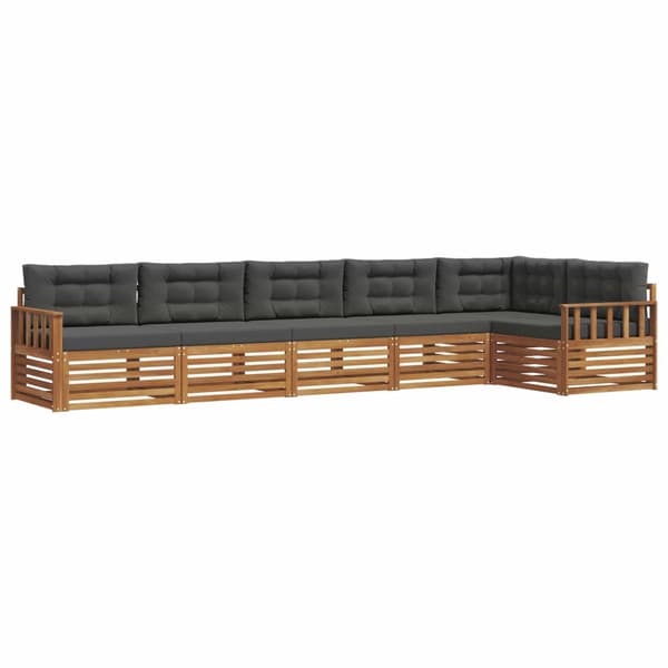 Utomhussoffset med kudde 6 pcs Naturlig och Antracit