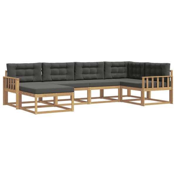 Utomhussoffset med kudde 5 pcs Vit och antracit Polyester