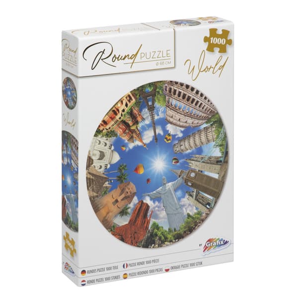 Pussel 1000 bitar : Världen, runt, diameter 68 cm