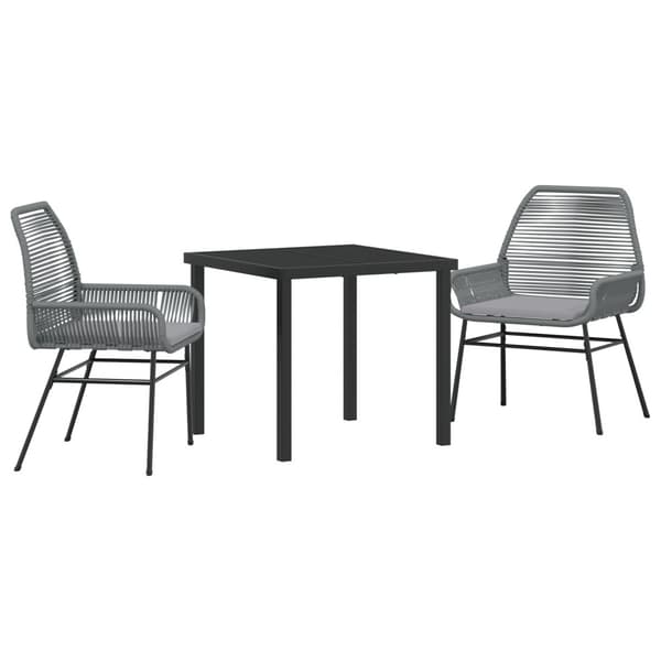 Trädgårdsmöbelset med kudde 3 pcs Grå konstrotting
