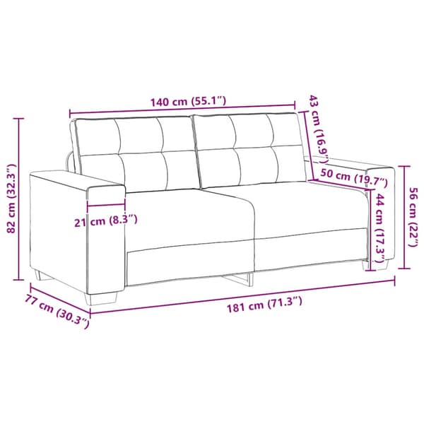 Tvåsitssoffa brun 180x77x82 cm tyg
