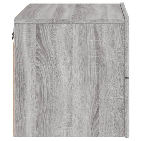 Väggmonterade sängbord med LED-lampor 2 st grå sonoma