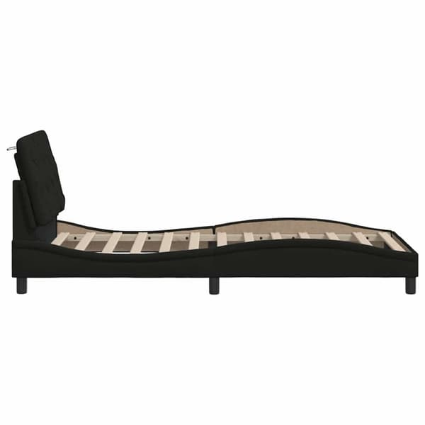 Bed Frame with LED without Mattress Black 90x190 cm Fabric