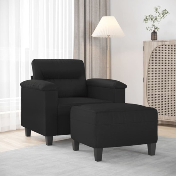Fåtölj med fotpall svart 60 cm konstläder