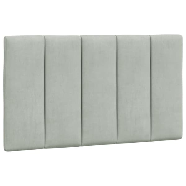 Headboard Cushion "Hanko" Light Grey 90 cm Velvet
