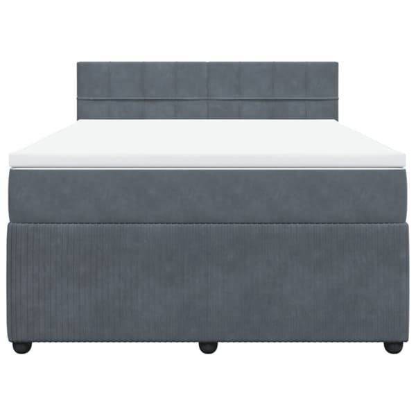 Ramsäng med madrass mörkgrå 140x190 cm sammet
