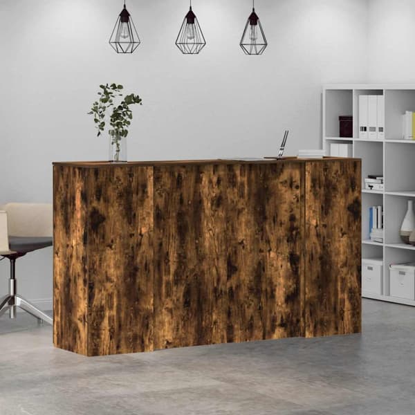 Receptionsdisk rökfärgad ek 180x50x103,5 cm konstruerat trä