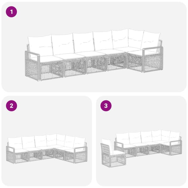 Trädgårdsoffset 6 pcs Grå konstrotting