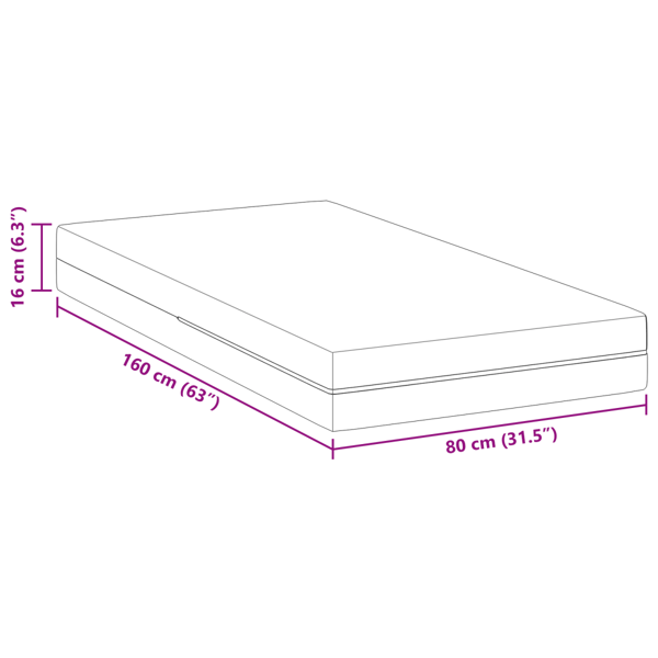 Madrass Vit 80 x 160 cm Jacquardtyg
