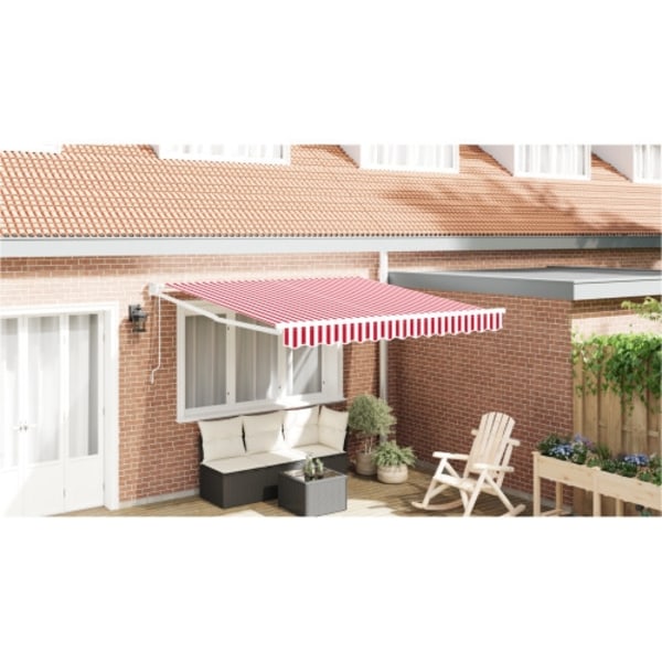 Automatisk Utdragbar Markis Röd och Vit Rand 350x250 cm