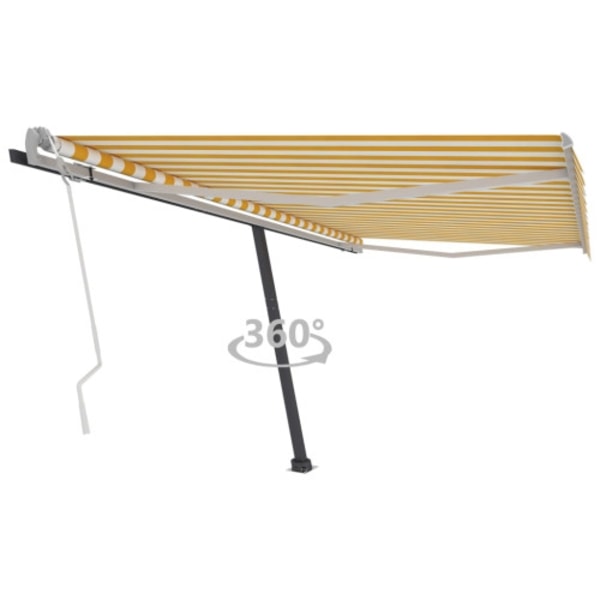 Markis manuellt infällbar fristående 400x350 cm gul/vit