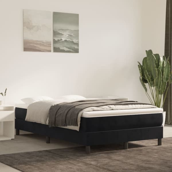 Boxspring-sängram svart 120x200 cm sammet