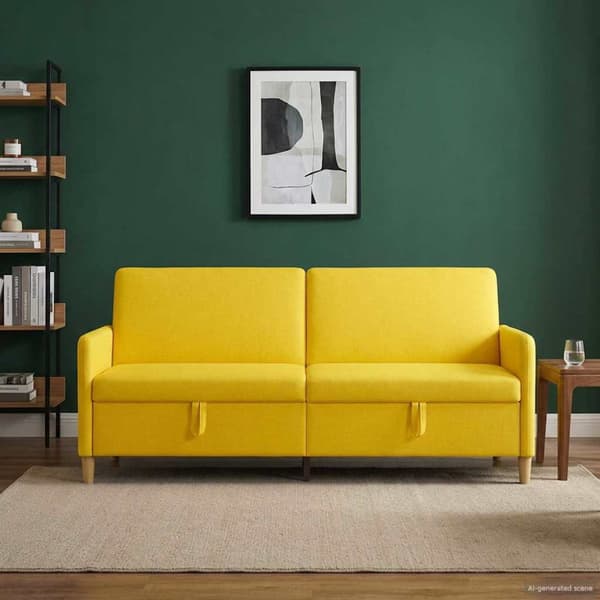 Soffa med förvaring Ljusgul 192 x 78 x 87 cm Polyester