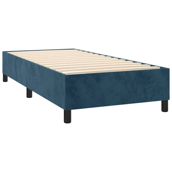 Ramsäng med madrass & LED mörkblå 100x200 cm sammet