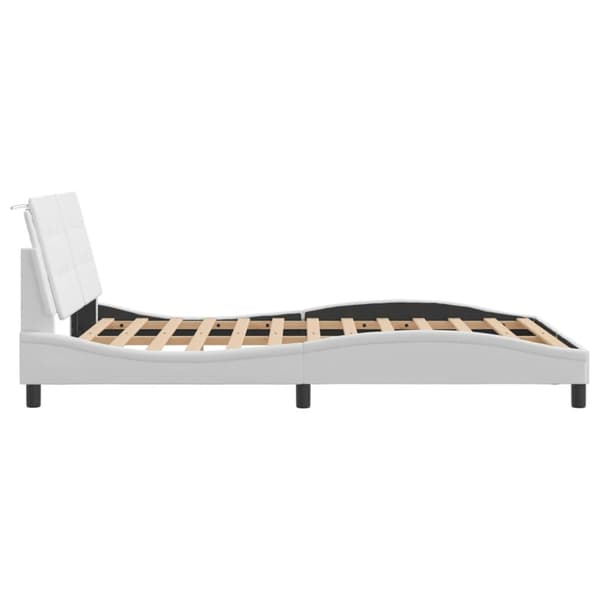 Bed Frame with LED without Mattress "Zadar" White 140x200 cm