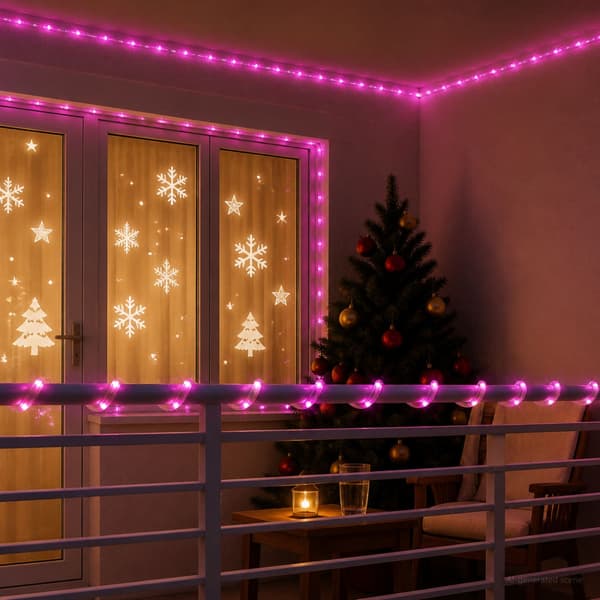LED-ljusslang för julen 240 LED-lampor Rosa 10 m