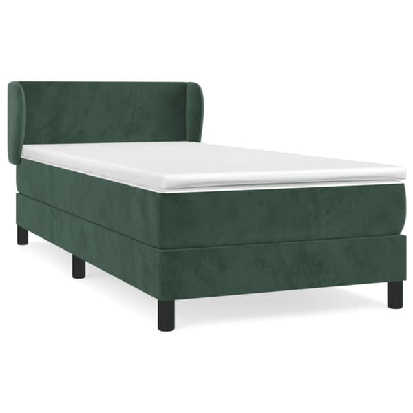 Ramsäng med madrass mörkgrön 100x200 cm sammet