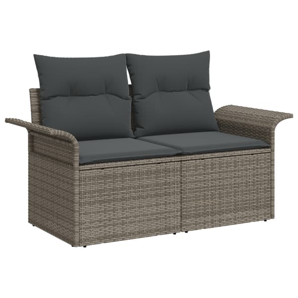 Trädgårdsoffset med lagring 6 pcs Grå Poly rattan