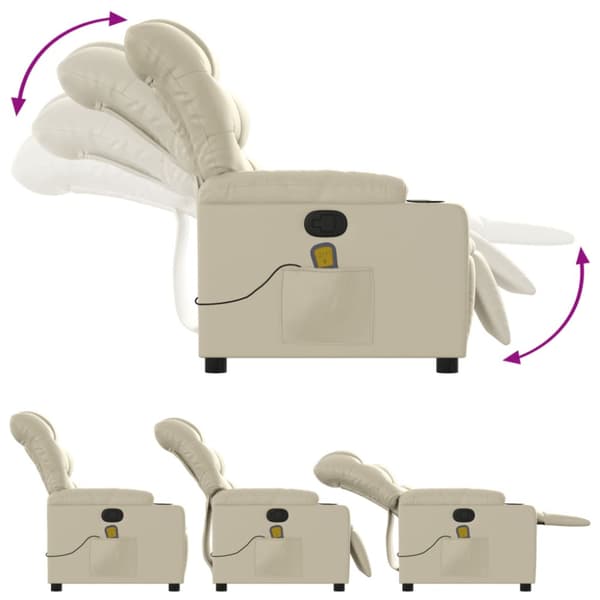 Massagefåtölj gräddvit konstläder