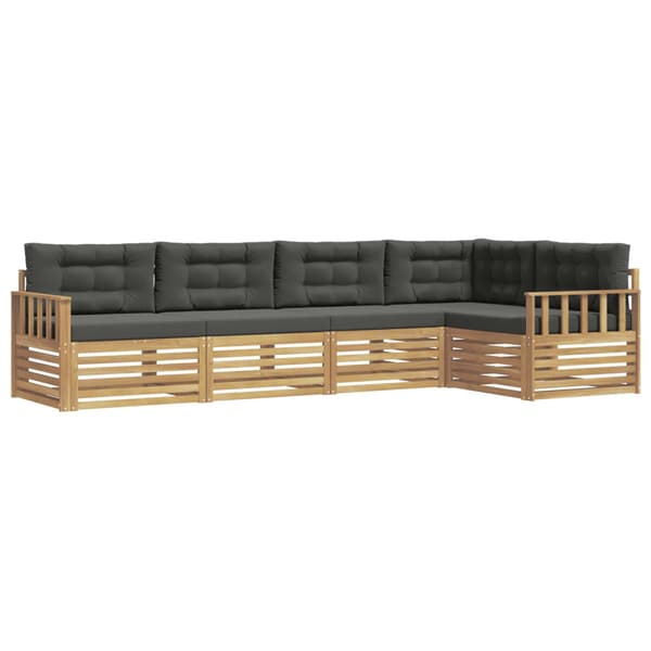 Utomhussoffset med kudde 6 pcs Vit och antracit Polyester