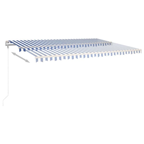 Automatisk markis med vindsensor & LED 500x350 cm blå och vit