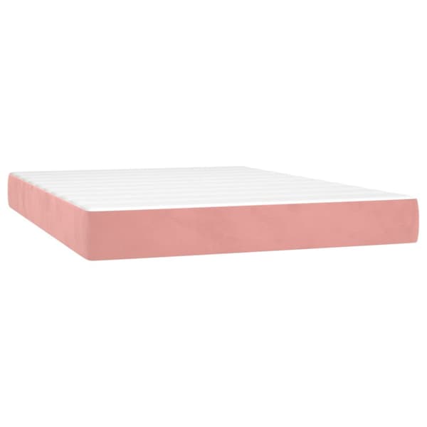 Ramsäng med madrass rosa 140x200 cm sammet