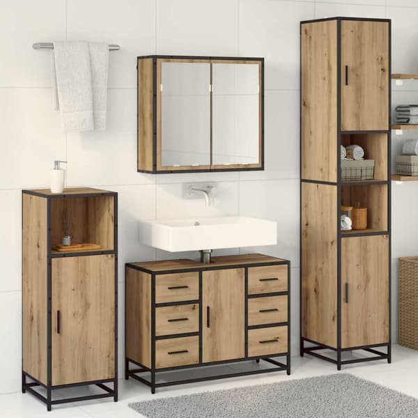 Badrumsmöbelset med låda 3 pcs Artisan Ek Konstruerat trä