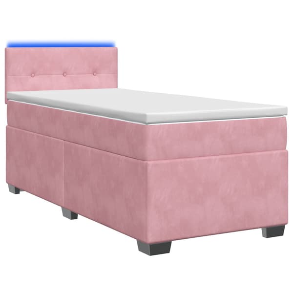 Boxspring säng med madrass och LED Rosa 100 x 200 cm Sammet