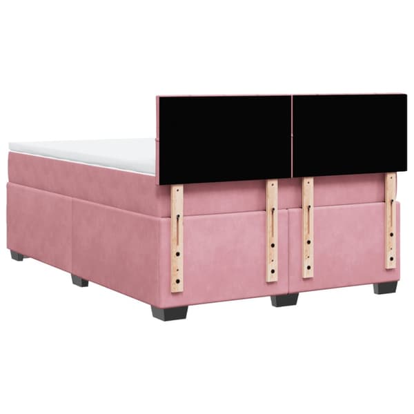 Ramsäng med madrass rosa 140x200 cm sammet