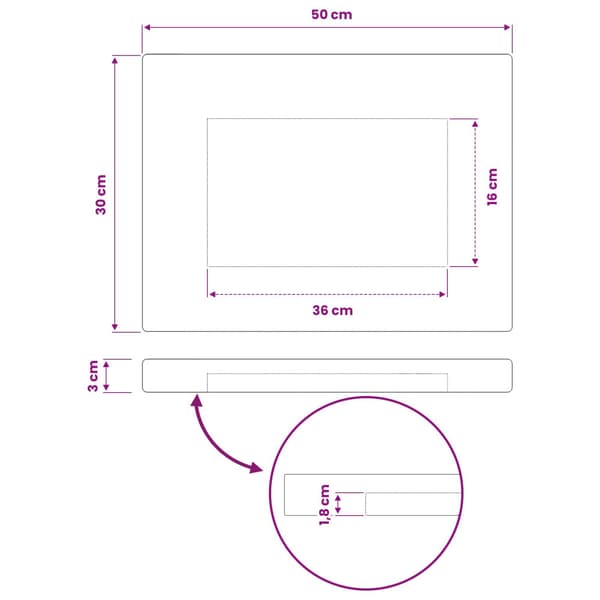 Rektangulärt Bordsskiva 90 x 50 x 3,5 cm Rektangulär Vit