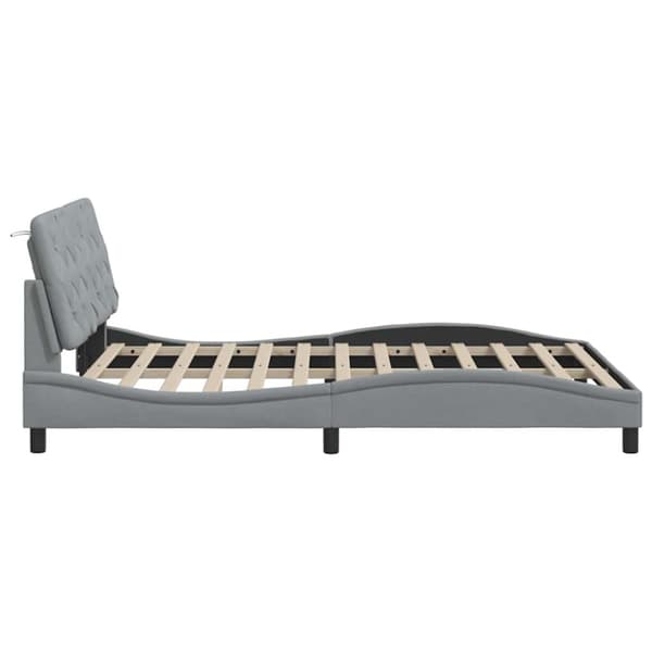 Bed Frame with LED without Mattress Light Grey 140x200 cm Fabric