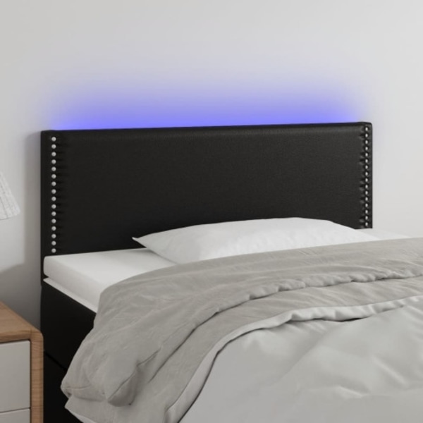 Sänggavel LED svart 90x5x78/88 cm konstläder
