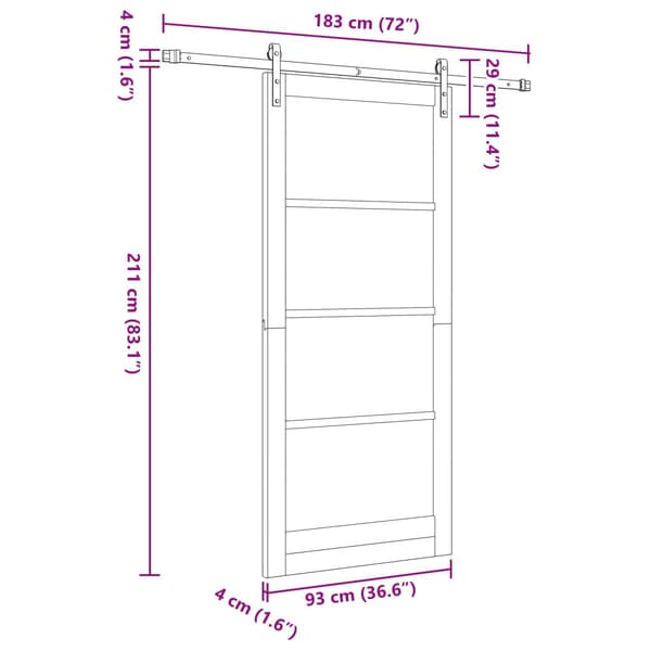 Skjutdörr 93 x 211 cm Konstruerat trä Vit