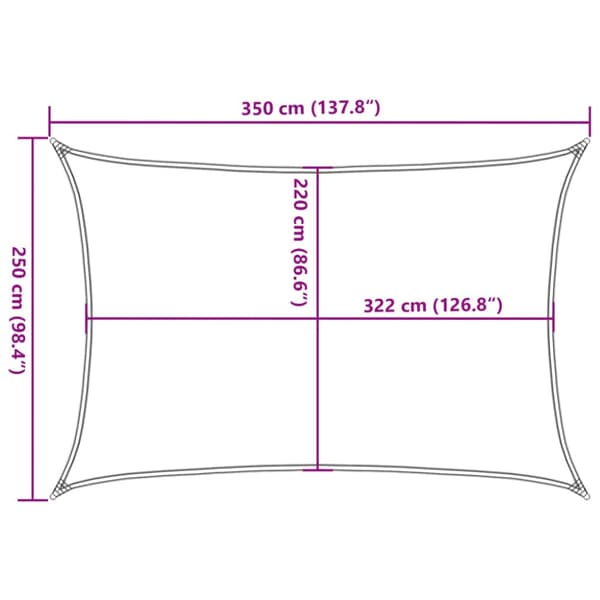Solsegel sandfärgat 3,5x2,5 m 100% polyesteroxford