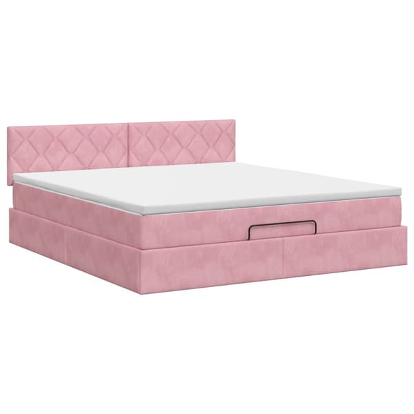 Ottoman säng med madrass Rosa 160 x 200 cm Sammet