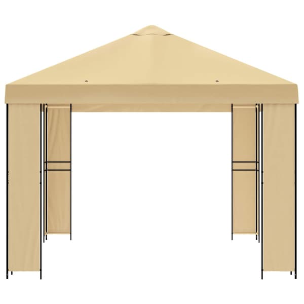 Paviljong 4 × 3 m Gräddvit Polyester och Stål 190
