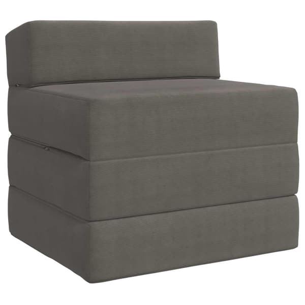 Fällbar Soffbed Ljusgrå 200 x 70 x 10 cm Kordread tyg