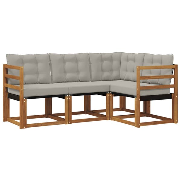 Utomhussoffset med kudde 4 pcs Naturlig och Ljus Grå