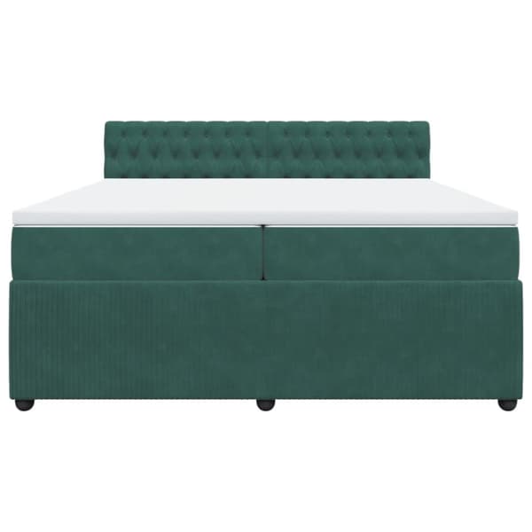 Ramsäng med madrass mörkgrön 200x200 cm sammet