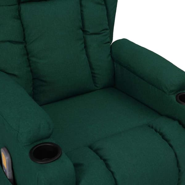 Massagefåtölj mörkgrön tyg