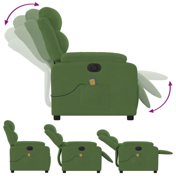 Elektrisk massagefåtölj ljusgrön sammet
