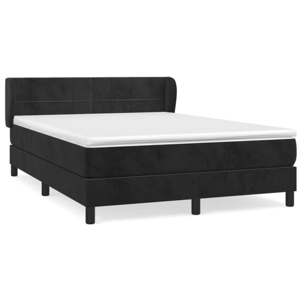 Ramsäng med madrass svart 140x190 cm sammet