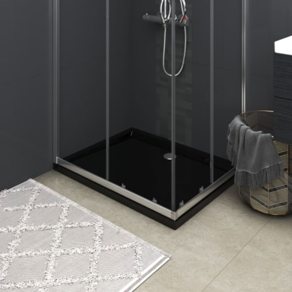 Duschkar rektangulärt ABS svart 80x100 cm
