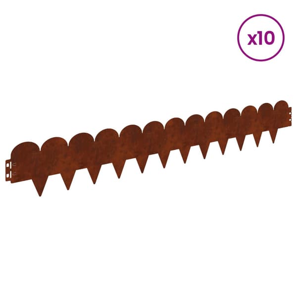 Kant för gräsmatta 10 pcs 103 x 15 cm Stål Rostig