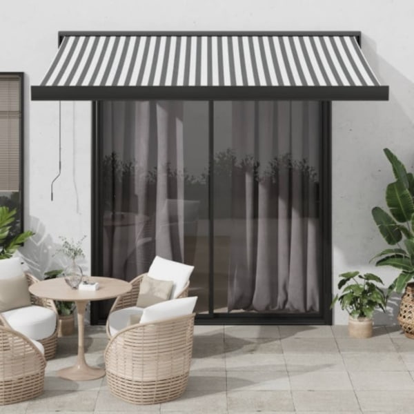 Markis infällbar antracit och vit 3x2,5 m tyg&aluminium